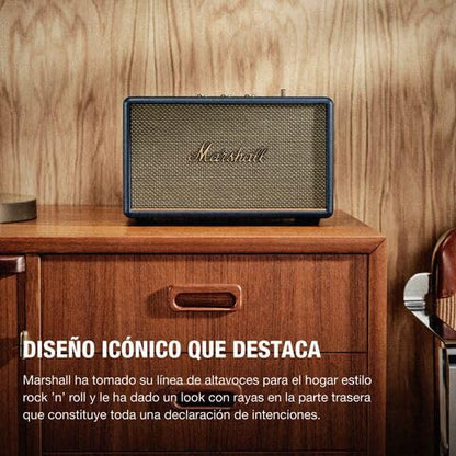 Marshall Acton III Bocina Bluetooth – Sonido Estéreo Potente con Controles de Bajos y Agudos | Funciona Conectada a la Corriente | Entrada Auxiliar de 3.5 mm | Azul Medianoche