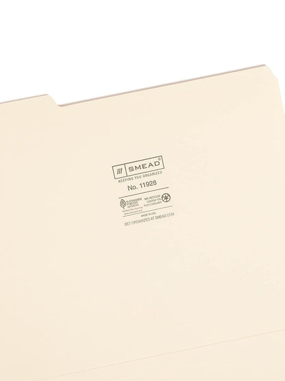 Smead File Folder, 1/3-Cut Tab, Assorted Position, Letter Size, Manila, 24 per Pack (11928)