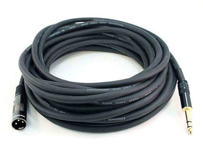 Monoprice Premier Series XLR - Cable Macho a TRS Macho de 1/4" (16 AWG), Premier Series, Negro, 10ft