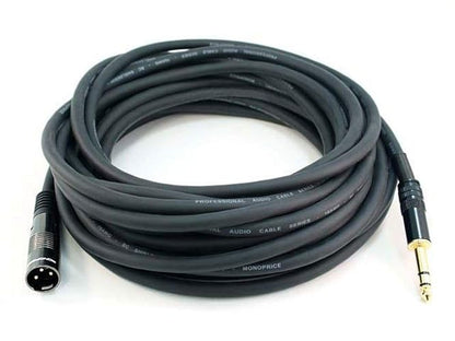 Monoprice Premier Series XLR - Cable Macho a TRS Macho de 1/4" (16 AWG), Premier Series, Negro, 10ft