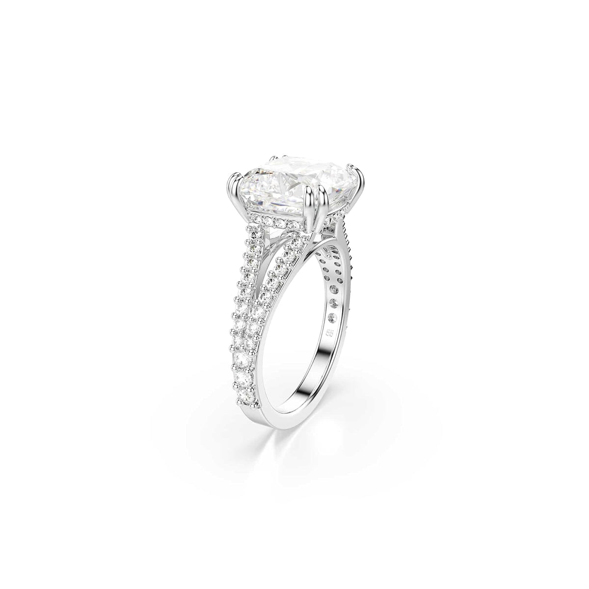Swarovski Anillo Stilla, Talla cuadrada, Blanco, Baño de rodio