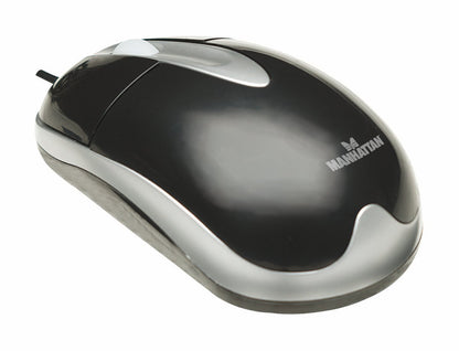 MANHATTAN 177009 Mouse Optico Caja PS2 Negro/Plata