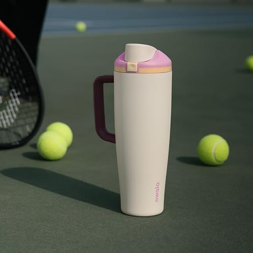Owala FreeSip Botella de Agua Aislada 40 oz | Rosa, acero inoxidable, aislamiento doble pared, popote integrada, mantiene frío 24 horas