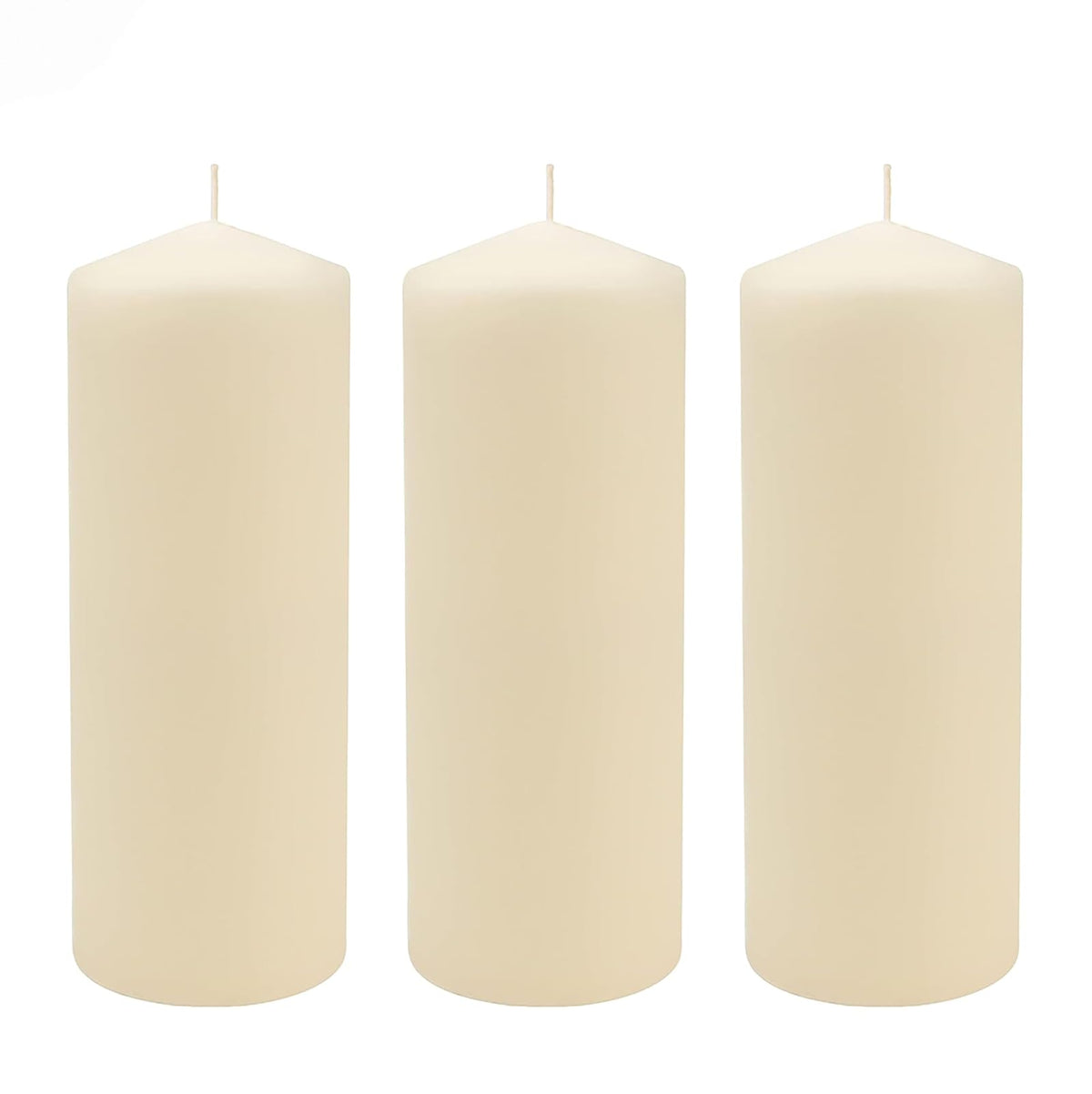 Stonebriar Velas de Pilar sin Perfume, Paquete de 3, Marfil - 3" x 8" - Paquete de 3