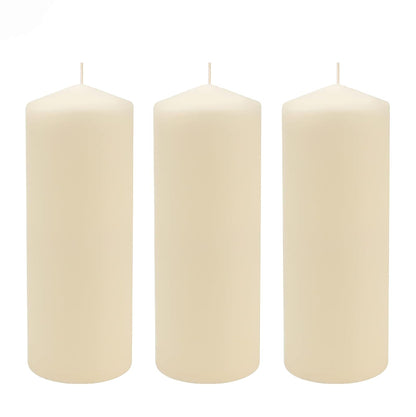 Stonebriar Velas de Pilar sin Perfume, Paquete de 3, Marfil - 3" x 8" - Paquete de 3