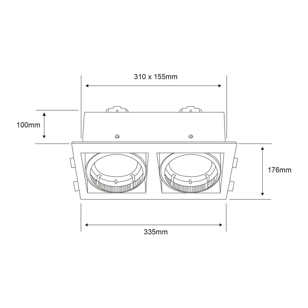 Tecnolite - Lámpara Downlight Empotrable Dirigible, Potencia Máx. 100 W, 2 Bases G53, Focos AR111 no incluidos