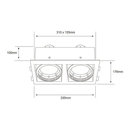 Tecnolite - Lámpara Downlight Empotrable Dirigible, Potencia Máx. 100 W, 2 Bases G53, Focos AR111 no incluidos