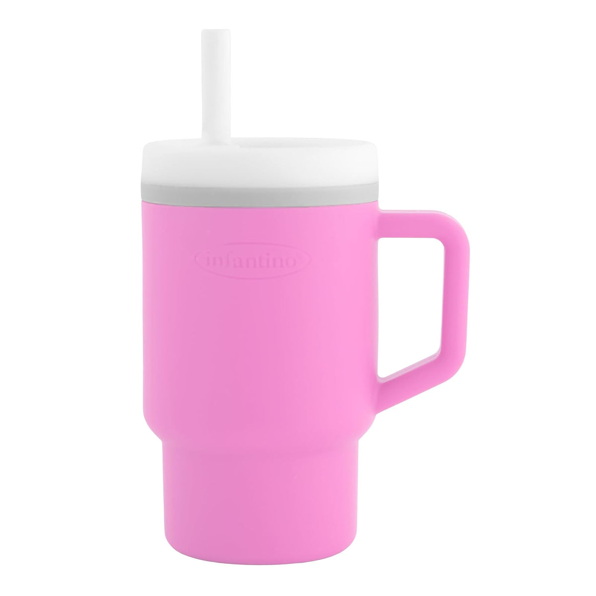 Infantino My 1st Vaso de Silicona con Popote y Asa - Algodón de azúcar