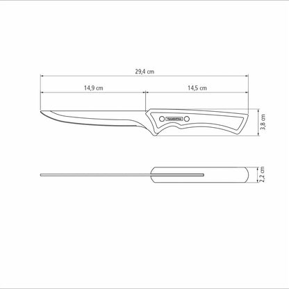 TRAMONTINA - Cuchillo para Deshuesar Churrasco Black con Lámina de Acero Inoxidable Oscurecido, Mango de Madera 6" - Negro