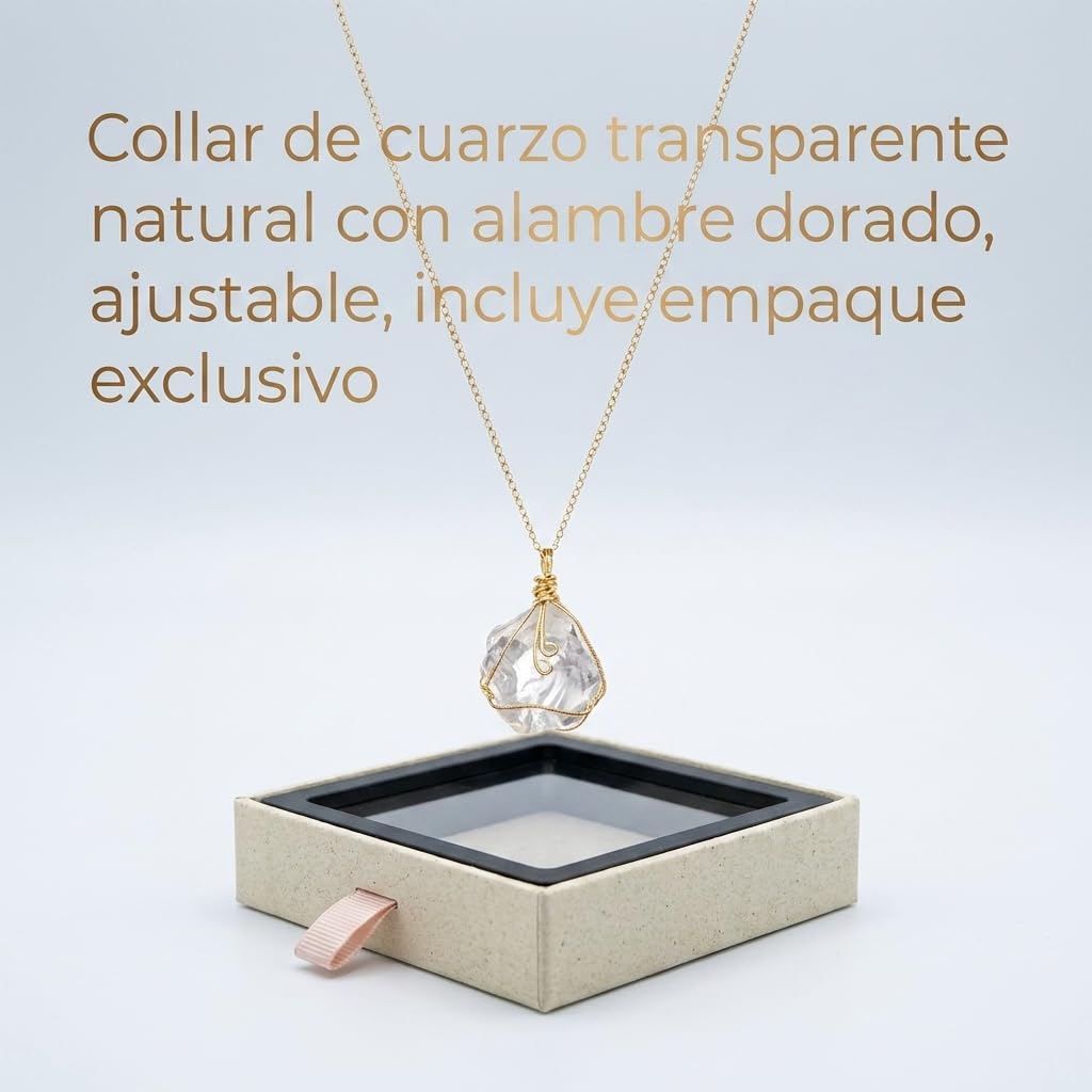 XYPHIELLE Collar de Cuarzo Blanco Natural para Mujer, Dije de Piedra de la Pureza Envuelto en Alambre, Joyería Minimalista y Clara, Regalo de Armonía