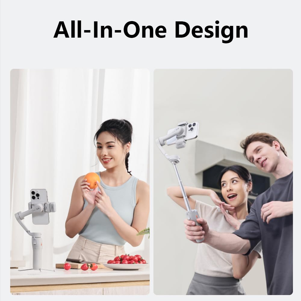 Hohem iSteady X3 Gimbal Stabilizer for Smartphone,3 Axis Phone Gimbal with Magnetic Fill Light, Desmontable Remote Control, Incorporado Extensible Rod&Tripod for Travel/Vlog/TikTok-Grey