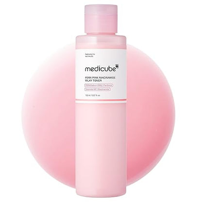 MEDICUBE PDRN Pink Niacinamide Milky Toner, Tónico Facial Coreano con PDRN de Salmón, Niacinamida, Ceramidas y Péptidos, Hidratación y Luminosidad, 150 ml