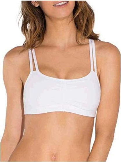 Fruit of the Loom Brasier Deportivo de Algodón para Mujer - Rayas ajustadas - blanco - rosa rubor - 32