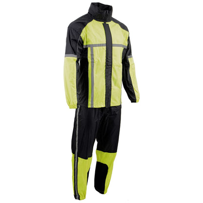Milwaukee Leather MPM9510-NGRN-M Traje de Lluvia para Motocicleta con Cinta Reflectante, Verde Neón, M - M - Verde neón