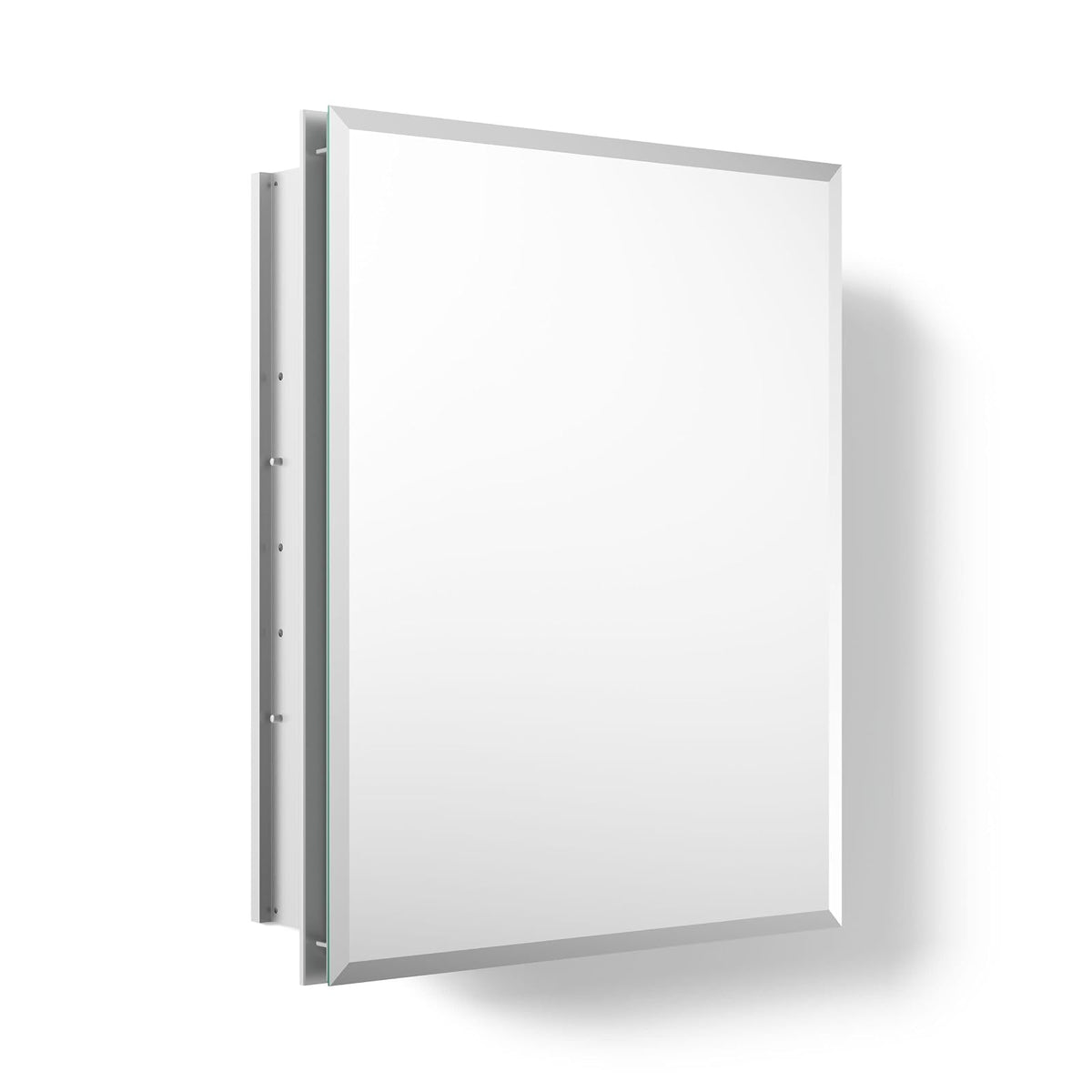 Kohler K-CB-CLR1620FS - Botiquín de aluminio de una puerta con puerta de espejo, bordes biselados, instalación empotrada, Plateado, 40.64 x 50.8 cm