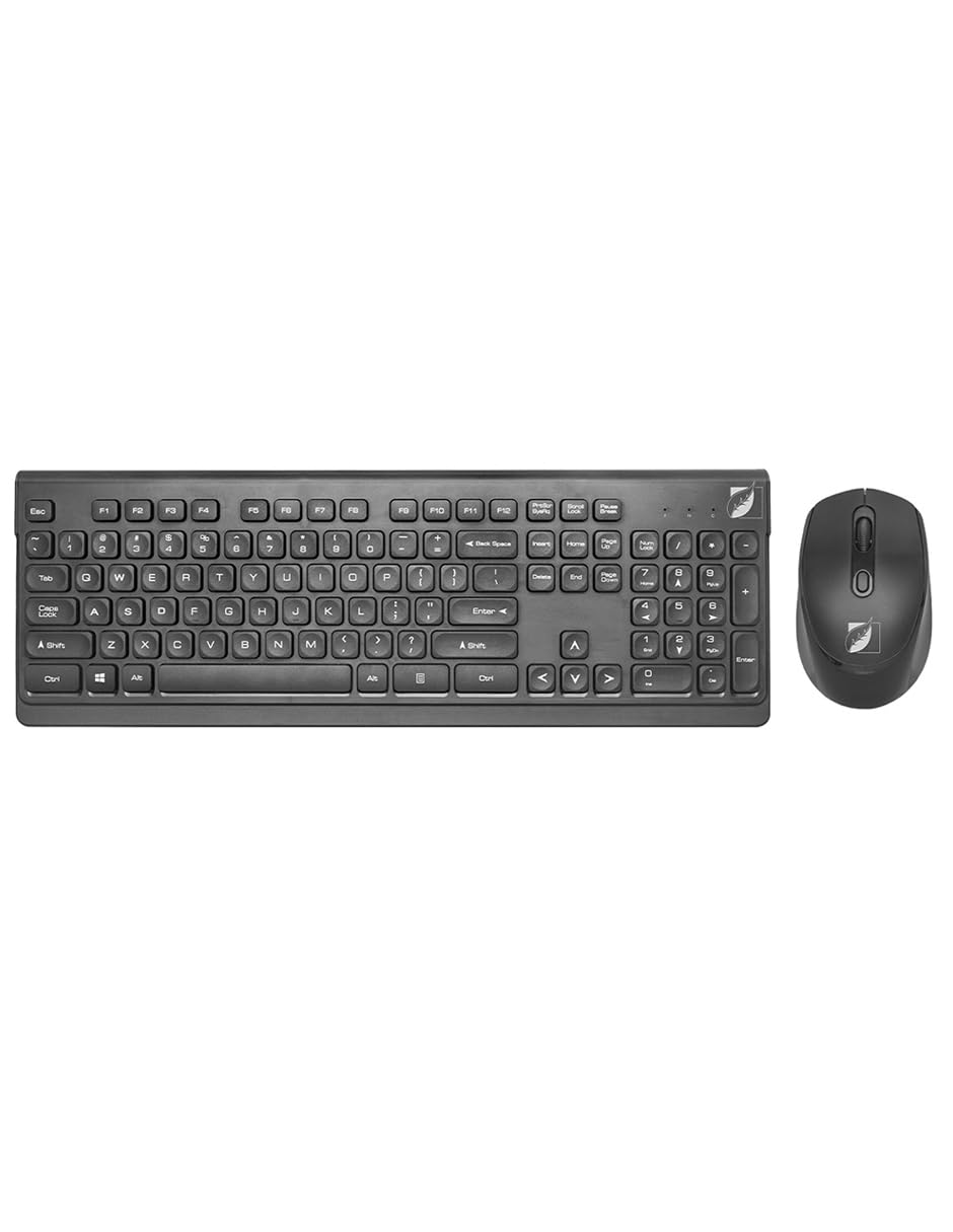 Green Leaf Kit de Teclado y Mouse para PC/Mac inalámbrico 10 m, Negro 18-8381BK