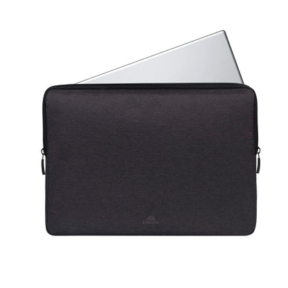 Rivacase 7704 Elegante Funda Negra para Laptop hasta 14". Fabricada con RPET Ecológico Reciclado, Resistente al Agua, Doble Cierre, Protección contra Golpes Accidentales Colección Suzuka