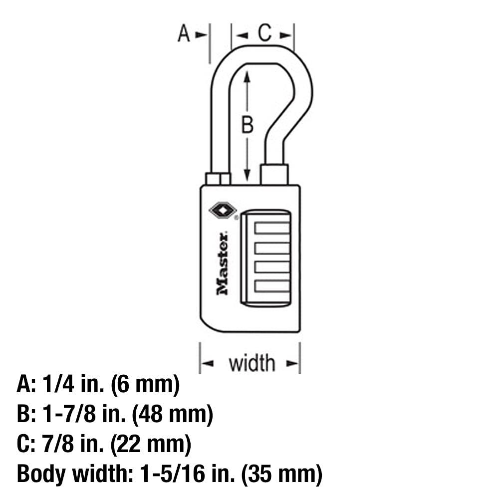 Master Lock Candado de combinación numérica para equipaje, aceptado por TSA, reconfigurable, puedes configurarlo tú mismo, Numérico, Paquete de 2