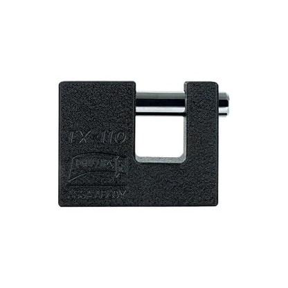 Phillips Candado de Hierro TX-110 de Extra Seguridad, Candado Tipo Cortina de Alta Resistencia con Llave Tetra y 16 Pernos, Diseño Anti-Palanca para Zaguanes y Puertas Industriales