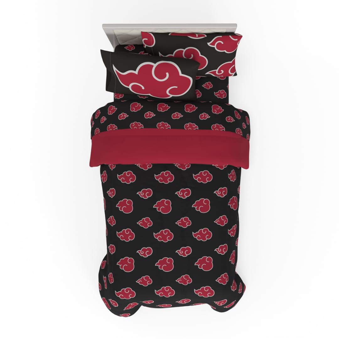 Franco Garfield Juego de Ropa de Cama Reversible, 5 Piezas - Mellizo - Negro-Naruto