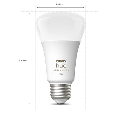 Philips Hue Color A19 foco LED inteligente 2PK + Puente Hue - Blanco y Ambiente de Color