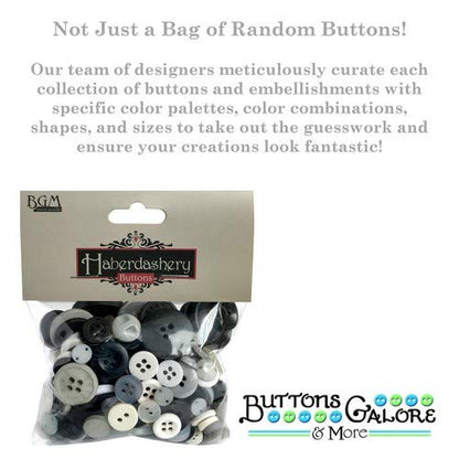Buttons Galore and More Colección Haberdashery - Amplia selección de botones y adornos novedosos para manualidades, álbumes de recortes, costura, tarjetas y otros proyectos de arte y creativos, 4.5 onzas