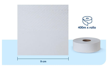 Tork Papel Higiénico en Bobina Institucional, 6 Rollos x 400 m, Blanco | hoja doble, diseño gofrado