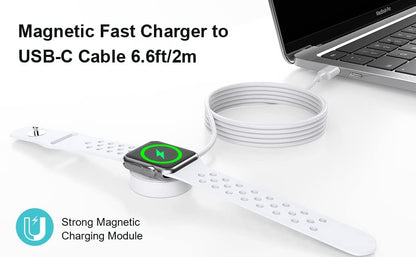 NEVOLA Cable USB-C para Cargador de Apple Watch de 6.6 pies, para iWatch Cargador magnético rápido inalámbrico Compatible con Apple Watch Series 7/6/5/4/3/2/1/SE