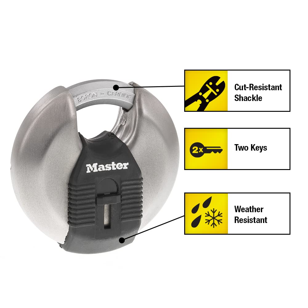 Master Lock M50XD Magnum Candado de disco de acero inoxidable resistente con llave