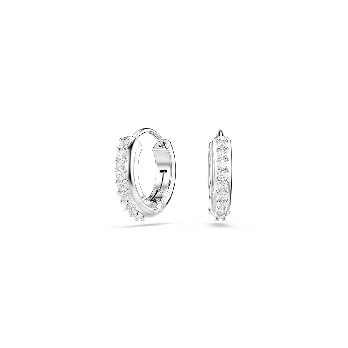 Swarovski Aretes de aro Matrix, Talla redonda, Blancos, Baño de rodio