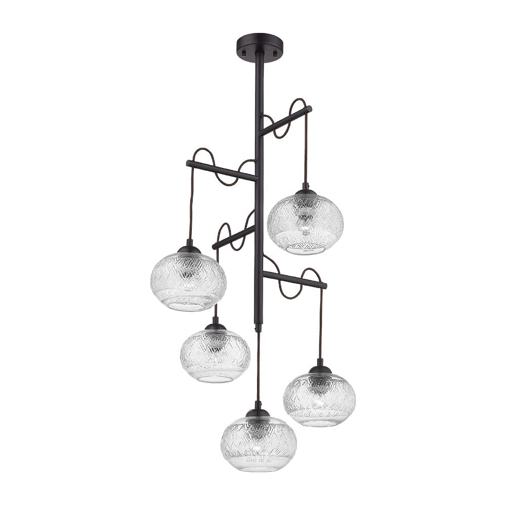 Tecnolite Lampara Colgante Aluminio Negro/Cristal Transparente 42.5W 100V 300CTL8405MVCT, Grande