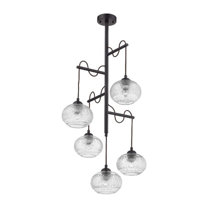 Tecnolite Lampara Colgante Aluminio Negro/Cristal Transparente 42.5W 100V 300CTL8405MVCT, Grande