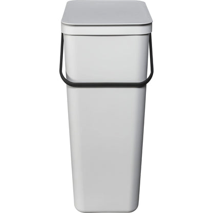 Brabantia - cubeta de basura Sort & Go 40L - cubeta de basura grande para cocina - Tapa abierta - Asa de transporte - Fácil de limpiar - cubeta de basura - cubeta de basura - Gris claro - 27 x 35 x 62 cm