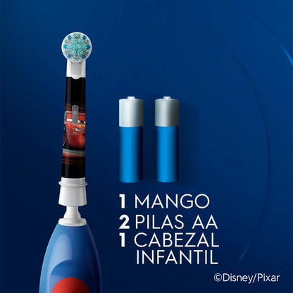 Oral-B Cars Cepillo de Dientes Eléctrico para Niños +3 años, Cabezal Redondo, 1 Mango 1 Cabezal