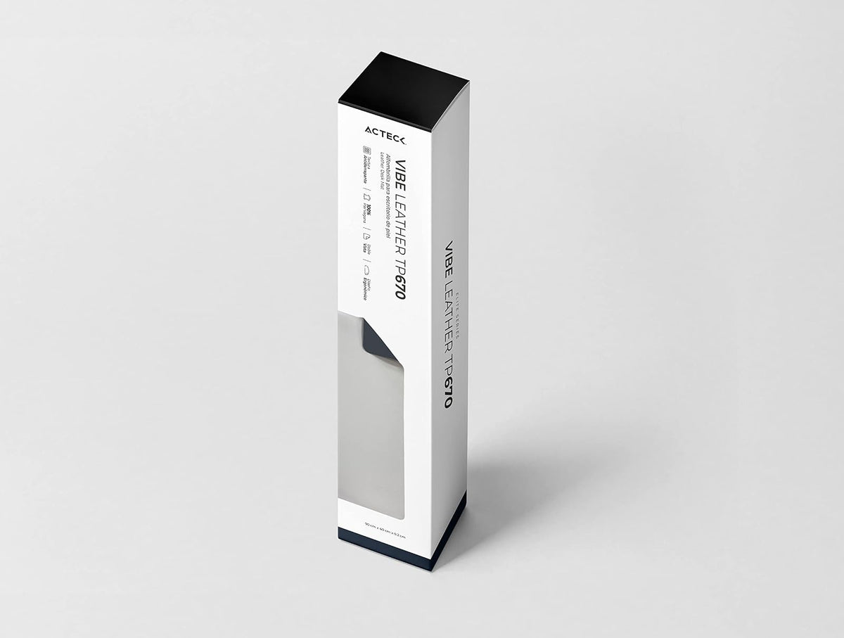 Acteck Tapete para Escritorio Vibe Leather TP670 / Doble Cara Acabado de Piel Sintetica 100% Vegana + 90x40cm Grafito + Gris Claro Elite Series