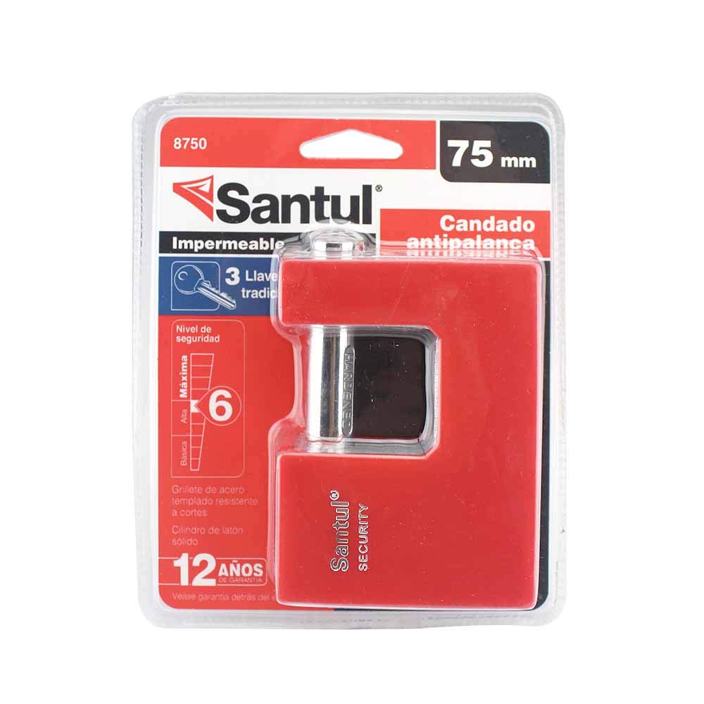 Santul 8750 Candado Antipalanca 75mm, Cuerpo de Zamac, Llave Tradicional