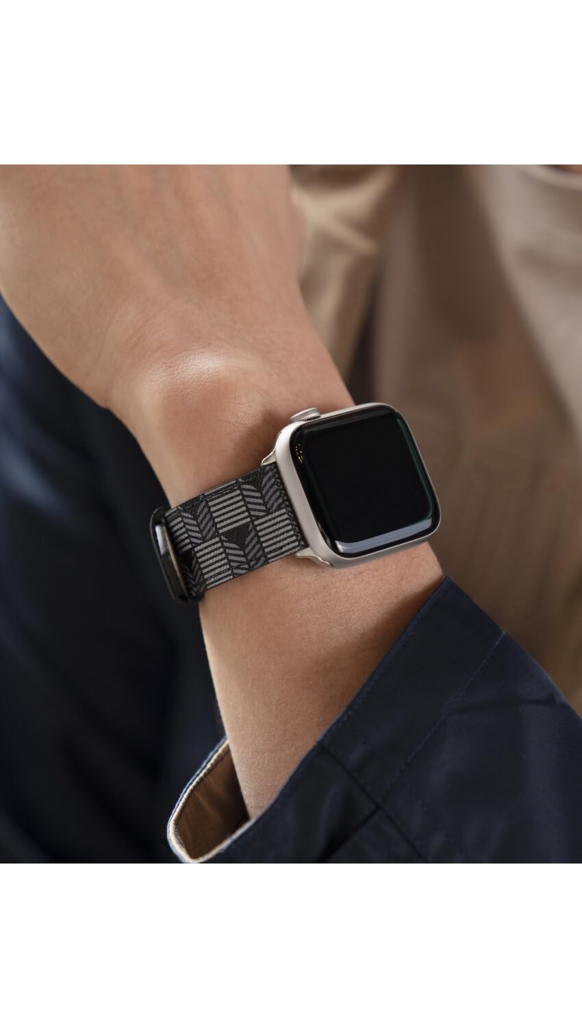 GUESS Correa de reloj inteligente para Caballero compatible con Apple Watch (42MM-44MM) Negro