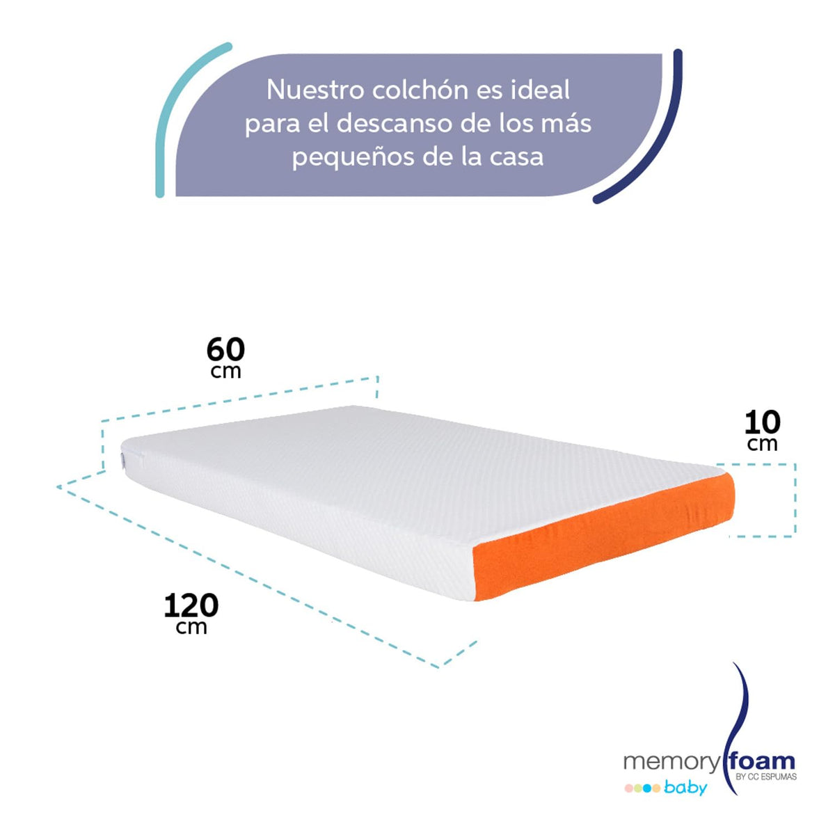 MEMORY FOAM BABY | Colchón de Cuna Para Bebé Baby Better – Firmeza Media - 120 x 60 x 10 cm – Hecho con Memory Foam