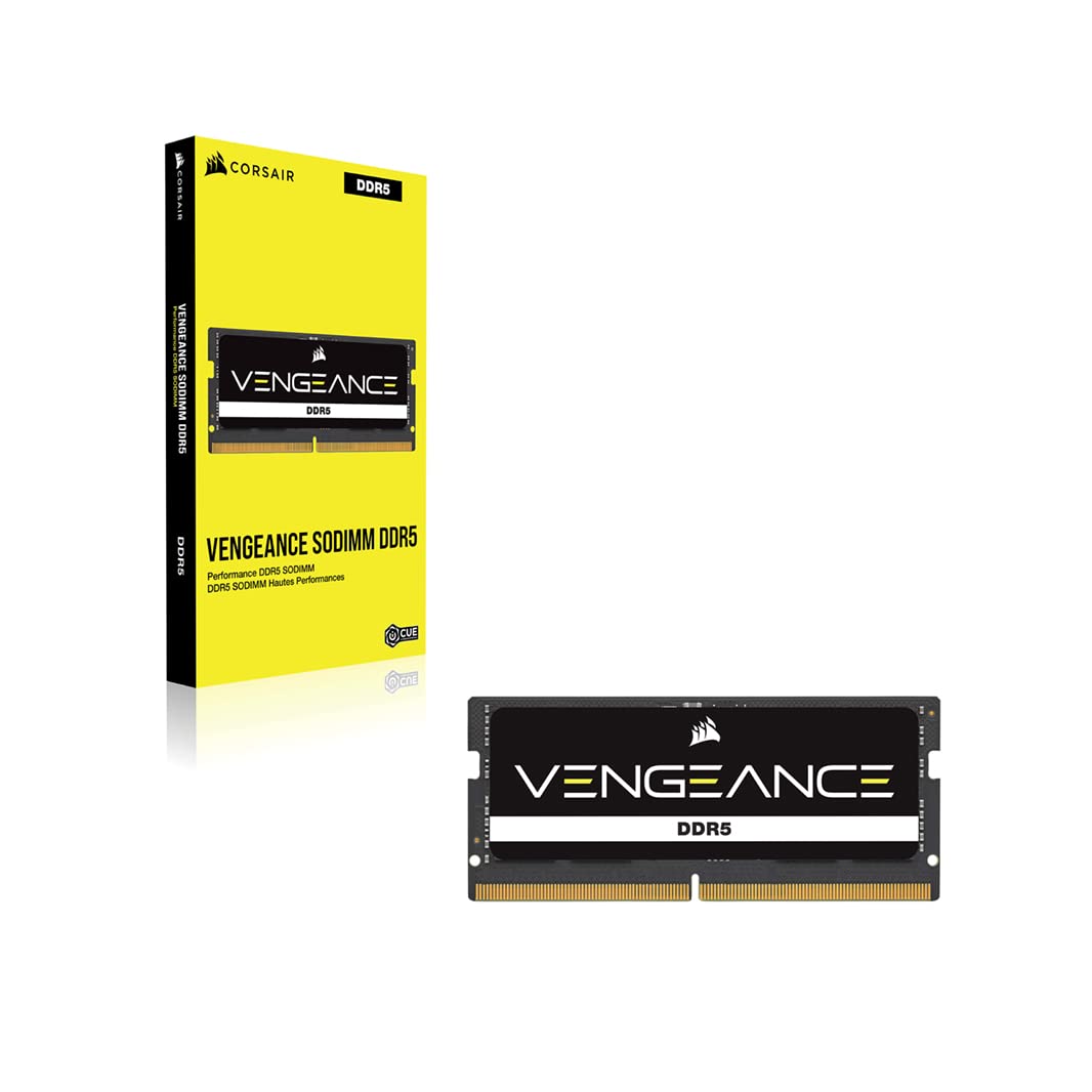 Corsair Vengeance SODIMM DDR5 RAM 16GB (1x16GB) 5600MHz CL48-48-48-90 1.10V Intel XMP 3.0 Memoria del Portátil – Negro (CMSX16GX5M1A5600C48)