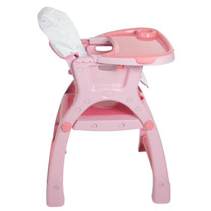 PRINSEL | Sillita Alta Infantil Convertible | Silla Alta para Bebé | Kinder City | Rosa | De 6 Meses a 3 Años, Convertible a Escritorio, Doble Charola Ajustable, Fácil de Limpiar | Artículos para Bebés