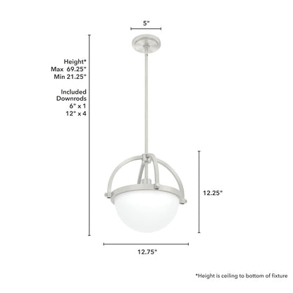 Hunter Fan, Colgante Wedgefield 1 Luz, Plateado | HECHO PARA INTERIORES: Para uso en espacios interiores como cocinas, dormitorios, salas de estar, comedores y entradas.