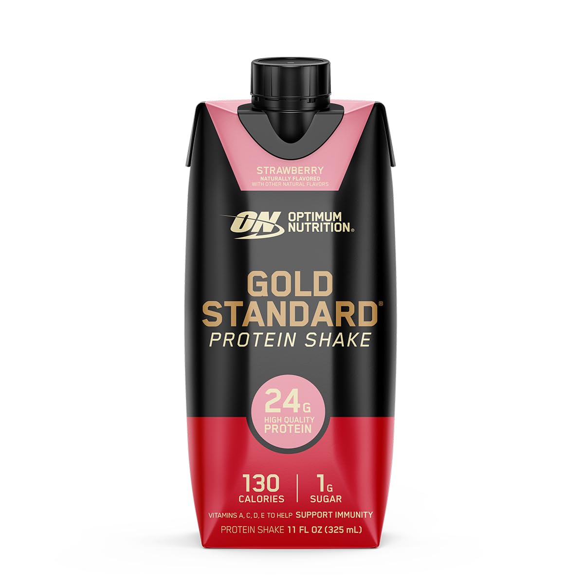 Optimum Nutrition Gold Standard Protein Shake, 24g Protein, Ready to Drink Protein Drinks, Strawberry, 12 Count
