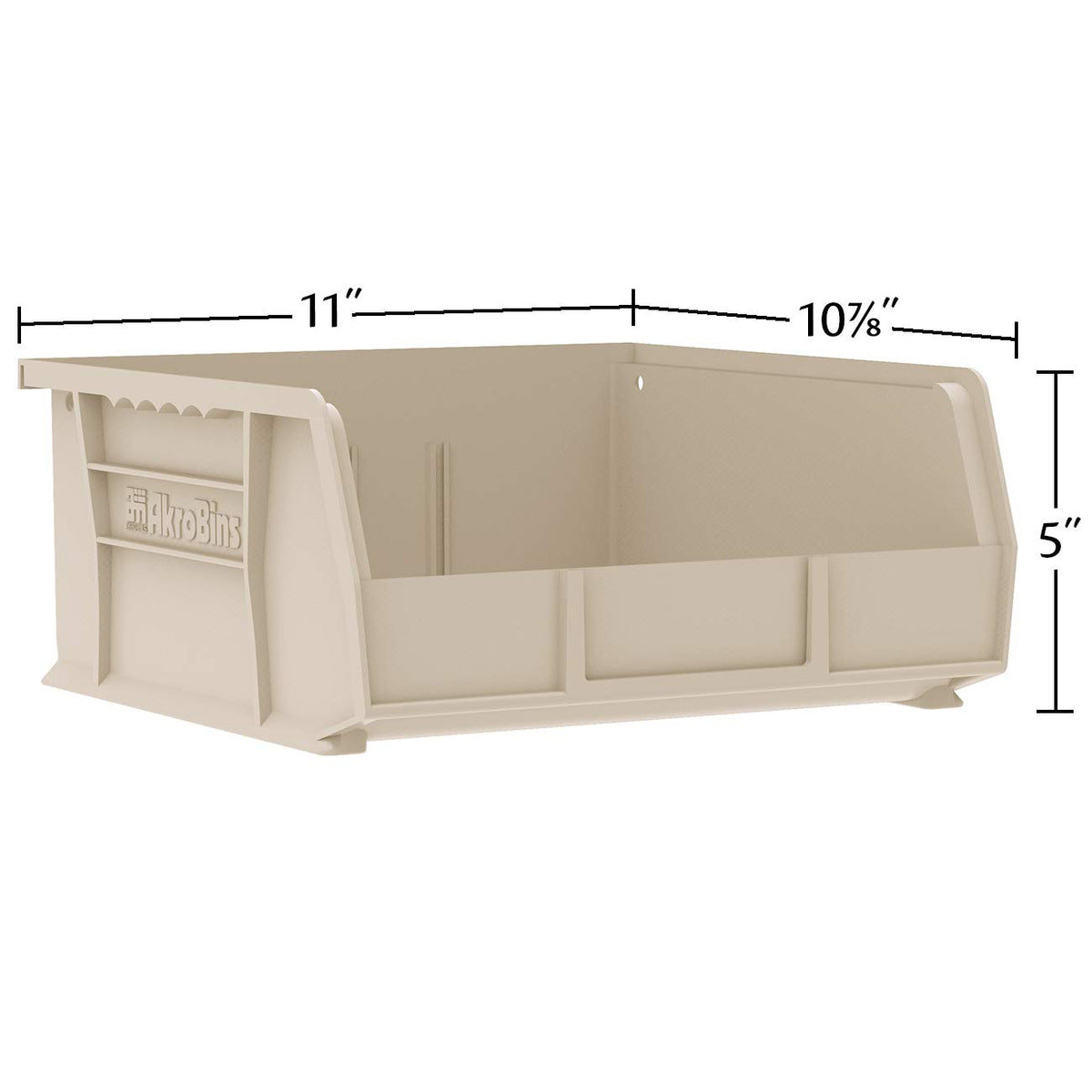 Akro-Mils 30235 Plastic Storage Stacking Hanging Akro Bin, 11-Inch by 11-Inch by 5-Inch, Stone, Case of 6
