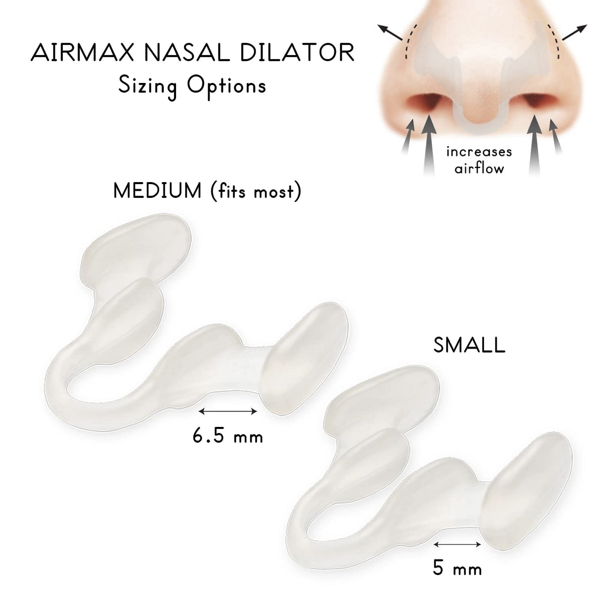 AIRMAX Nasal Dilator for Better Sleep - Natural, Comfortable, Anti Snoring Device, Snoring Solution for Maximum Airflow and Easier Breathing (Small – Clear)