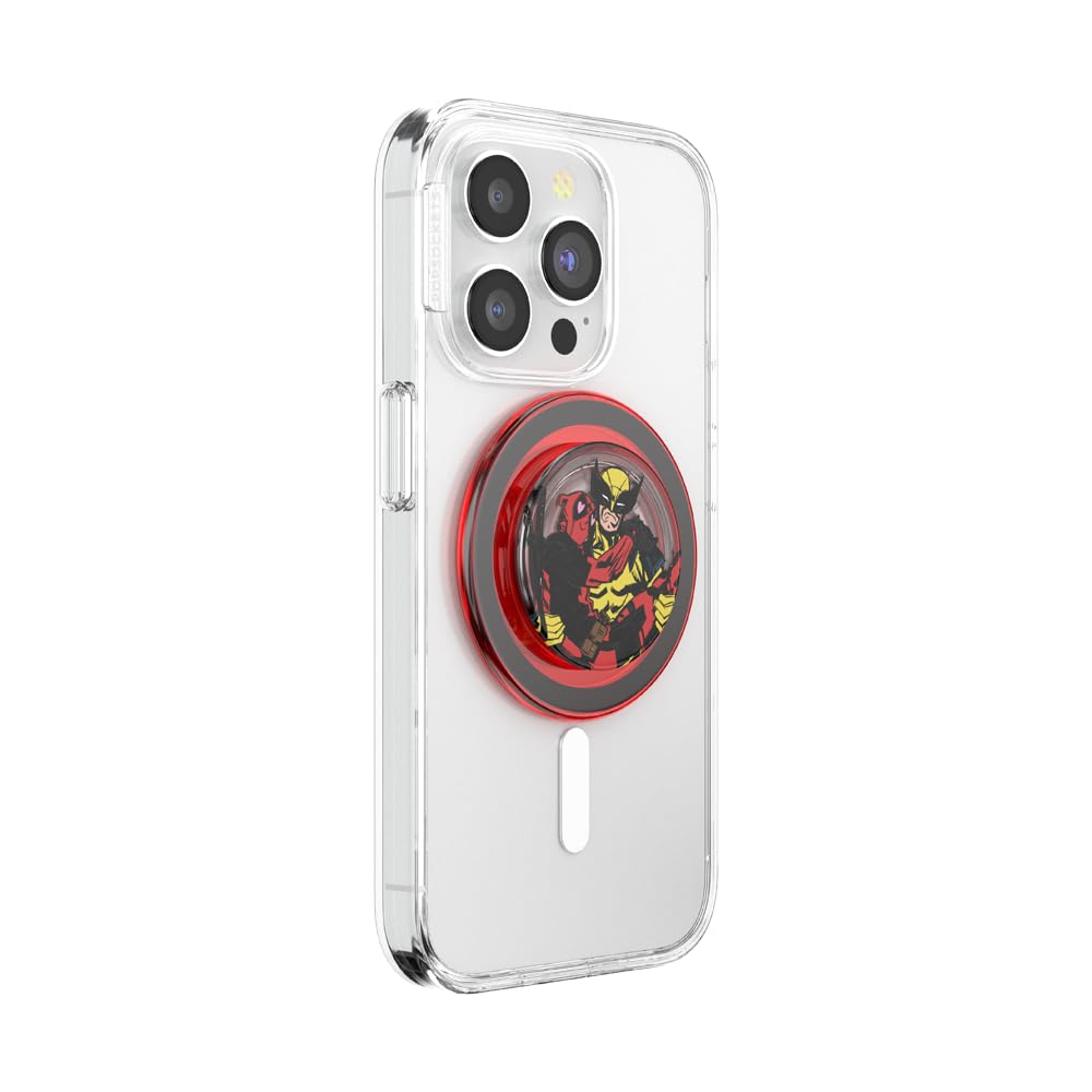 PopSockets - Agarre para teléfono MagSafe, Agarre y Soporte magnético Seguro para teléfono, Soporte Manos Libres, Compatible con Carga inalámbrica, Deadpool x Wolverine, Deadpool & Wolverine