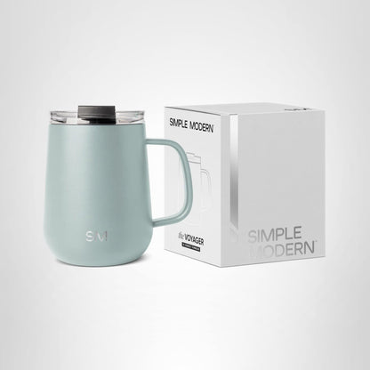 Simple Modern Taza de Viaje Voyager con Asa, Acero Inoxidable, 355ml - 355ml - Verde (Sea Glass Sage)