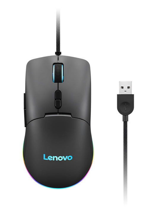 Lenovo M210 RGB mouse para juegos con cable para PC, portátil, computadora con Windows y sistema operativo cromado - 3 zonas RGB, sensor ajustable de 8000 DPI, 7 botones programables, mouse con agarre
