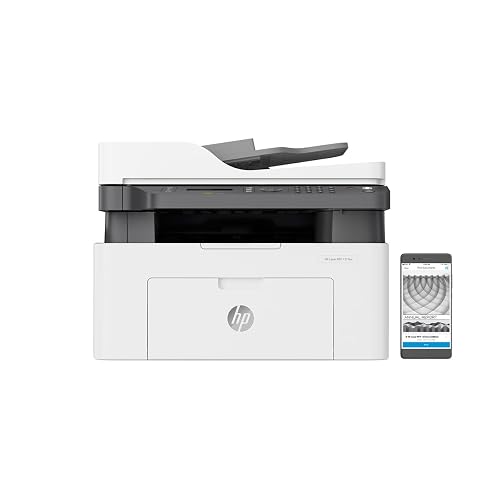 HP Impresora Multifuncional Láser MFP 137fnw, Impresión en Negro, Dúplex, (Doble Cara) Manual, WiFi, USB, Ethernet, Smart App, Imprime, Copia y Escaneado, Fax (4ZB84A)