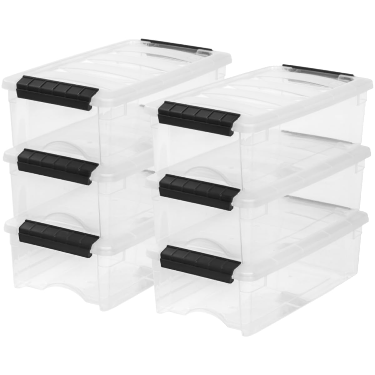 IRIS USA 6 Contenedores de 6 Qt con Tapa | Diseño transparente para ver el contenido fácilmente. Ideal para zapatos, fotos, documentos y artículos pequeños.
