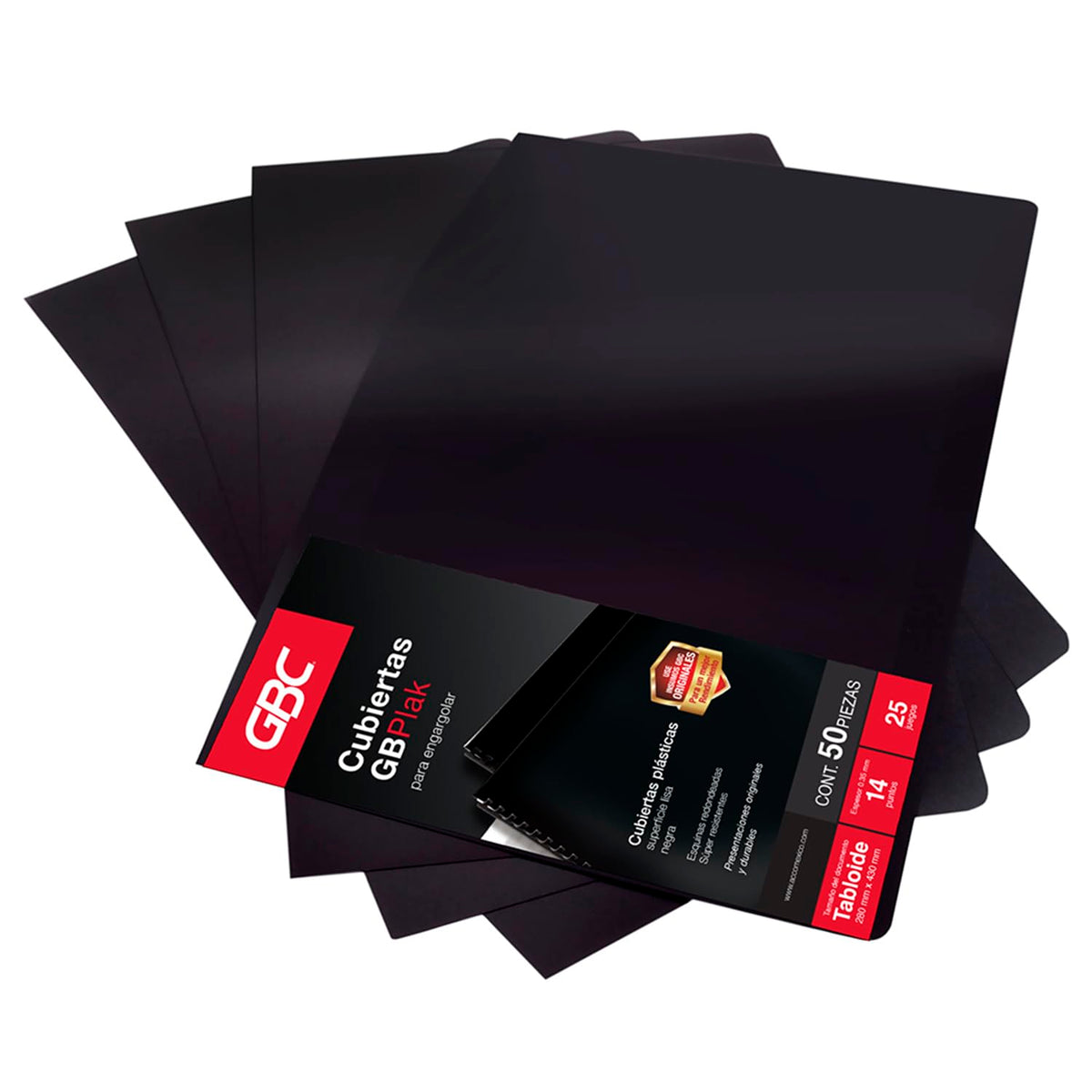 GBC P3604 Cubierta para Encuadernar Gbplak Liso Tabloide Negro